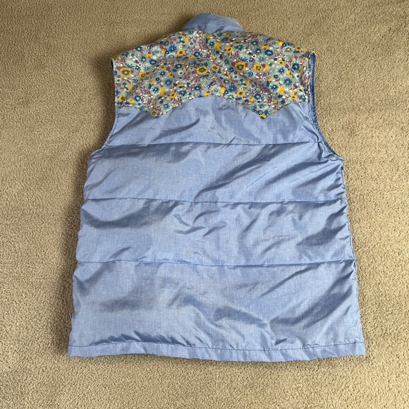 Vintage Frostline Puffer Vest Womens S Blue Floral Western Yoke - Picture 2 of 11